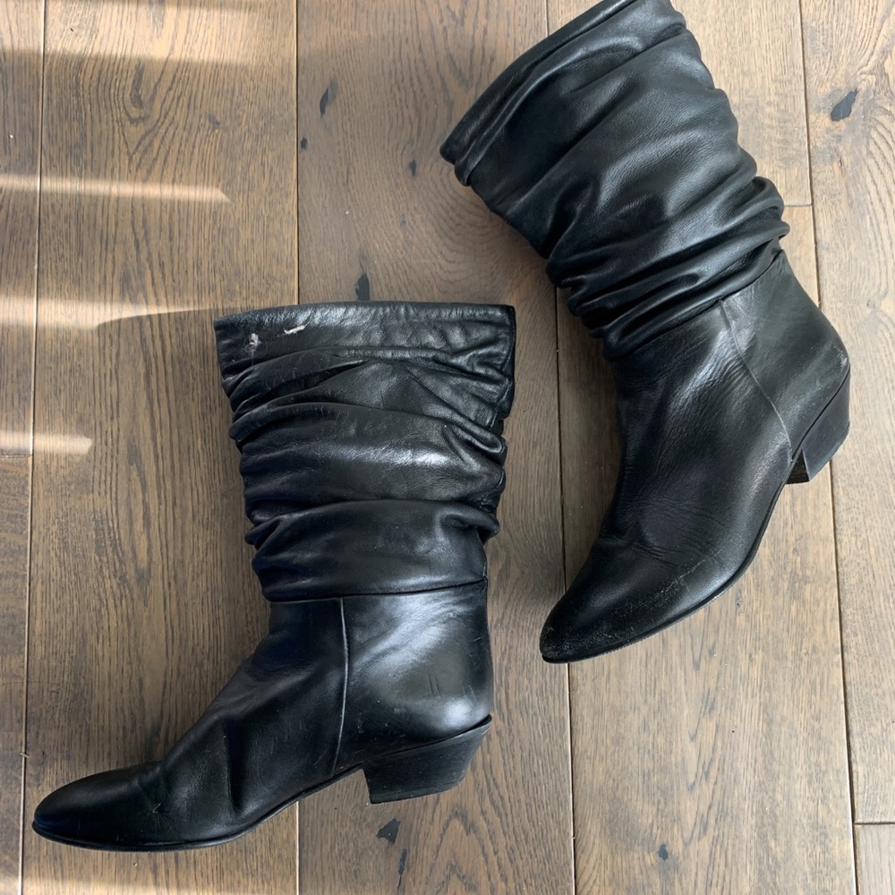 Black vintage slouchy boots